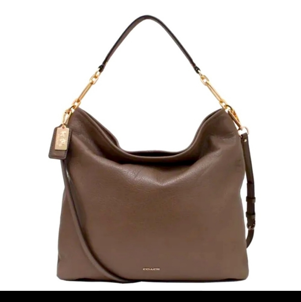 Brand New Coach Madison Tan Pebbled Leather Hobo Bag